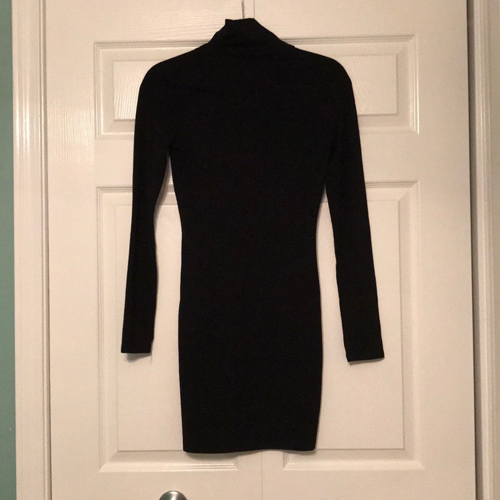 Black bodycon turtle neck dress